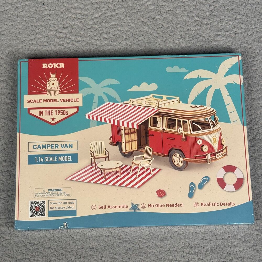 ROKR Camper‎ Van MCB01 Model 1:14 Scale Vehicle Wooden Art Puzzle Kit New Sealed
